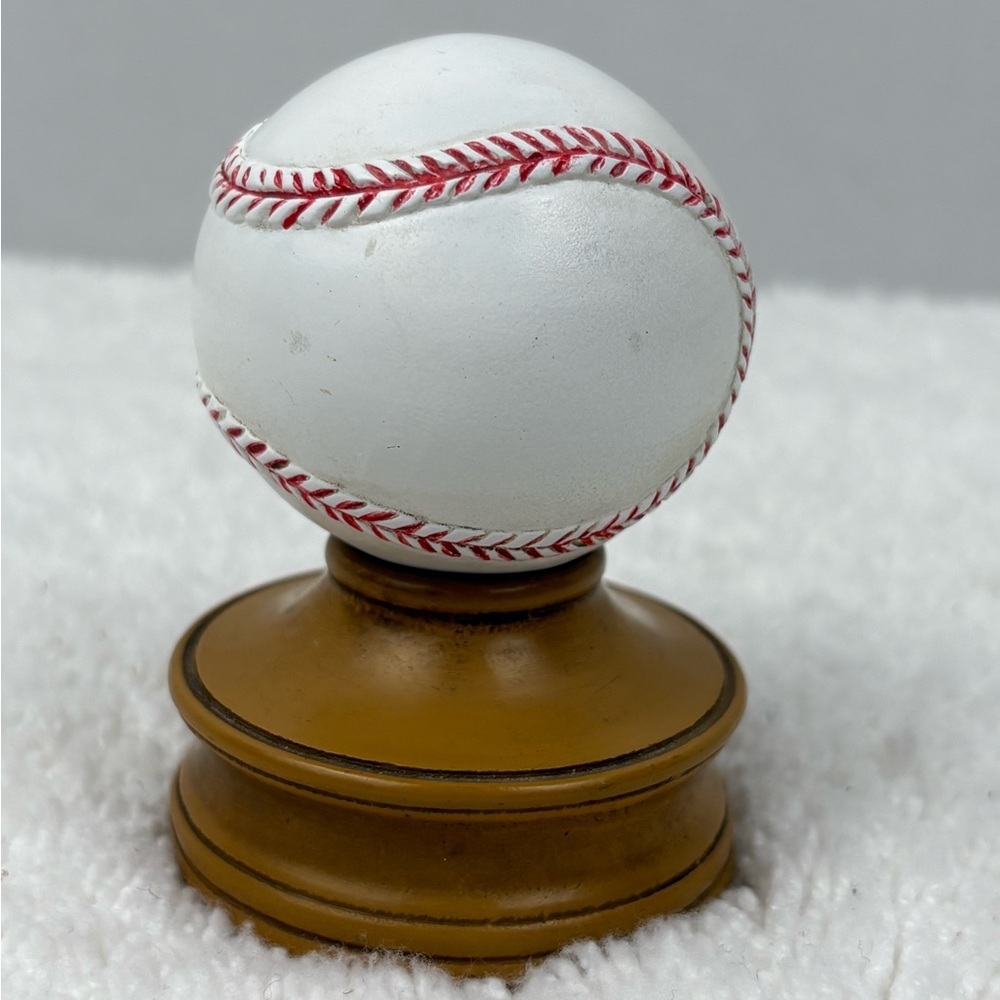 Unbranded Small Baseball on a Wooden Display. Used for Decorative Purpose Only.